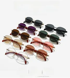 Collection of retro oval sunglasses with metal frames in various lens colors