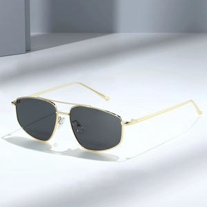Aviator Sunglasses Metal Frame UV400 Protection Geometric Square Double Bridge Retro Eyewear For Men Women