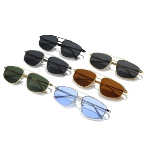 Fashion geometric metal sunglasses in six assorted lens colors for women and men