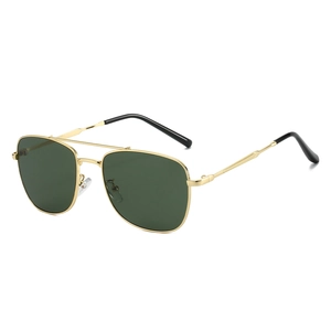 Klassische Pilotenbrille mit goldenem Metallrahmen und dunkelgrünen Gläsern für Damen und Herren