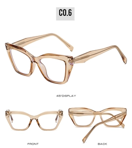 Detailed multi-angle views of TR90 butterfly frame glasses in champagne brown color