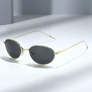 Lunettes De Soleil Ovales Rétro Monture En Métal Protection UV400 Légères Voyage En Plein Air Mode Hip Hop Pour Hommes Femmes