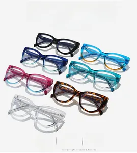 Detailed collection of TR90 cat-eye blue light glasses in various colors and gradients