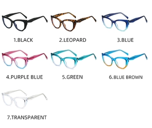 Multiple color options of stylish TR90 cat-eye blue light blocking glasses frames