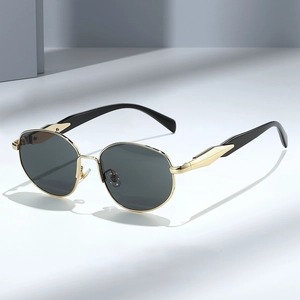 Retro Sunglasses UV400 Metal AC Round Cat Eye Geometric Frame Fashion Sun Glasses For Outdoor Party Streetwear Unisex