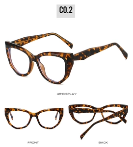 Detail view of tortoiseshell cat-eye glasses with TR90 spring hinges from multiple angles