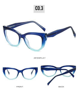 Three-angle views of gradient TR90 cat-eye frames with spring hinges in color C0.3