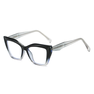 Fashionable TR90 butterfly frame glasses with black to grey gradient seen from 45-degree angle