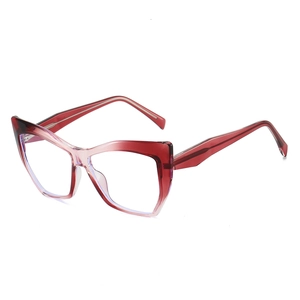 Red-pink gradient cat-eye TR90 eyeglasses frame for women with spring hinges