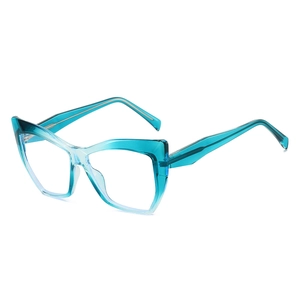 Chic cat eye blue gradient TR90 glasses frame with spring hinges for a stylish slim look