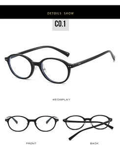 Vue triple de lunettes rondes noires avec plaquettes en silicone et charnières métalliques