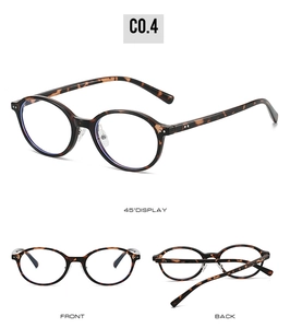 Vues détaillées de lunettes rondes écaillées montrant l'avant, l'arrière et l'angle à 45°