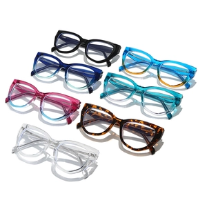 Cat eye TR90 blue light blocking glasses shown in seven stylish assorted colors