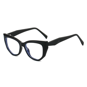 Fashionable black TR90 cat eye glasses with anti-blue light lenses and spring hinges