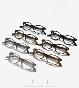 Vue détaillée de lunettes rétro rondes en TR90 anti-lumière bleue en plusieurs coloris