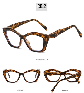 Detailansicht der Vorderseite, Rückseite und 45-Grad-Winkel der TR90-Brille mit Schildpatt