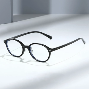 Lunettes Anti Lumière Bleue Ovales Rétro Monture PC Verre AC Plaquettes En Silicone Confortables Pour Hommes Femmes