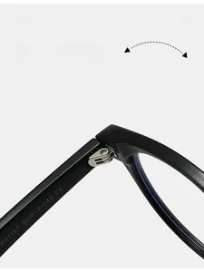 Détail des charnières durables et spécifications du modèle sur montures rondes TR90 noires