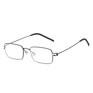 Lightweight rectangular grey metal glasses frame with clear lenses for men and women