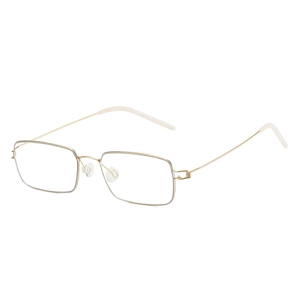 Ultralight gold metal rectangular glasses with blue light blocking lenses for daily wear