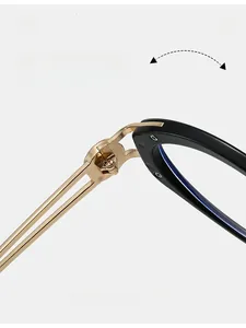 Detail of durable gold metal hinges on stylish black leopard print glasses frames