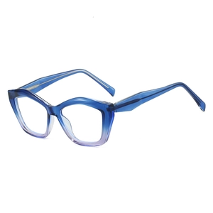 Retro Katzenaugen Blaulichtfilter Brille mit blau-violettem TR90 Farbverlauf Rahmen