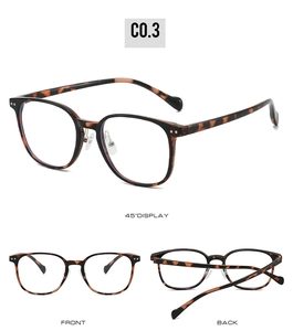 Three-angle view of tortoise shell full-frame glasses with rivet accents and nose pads