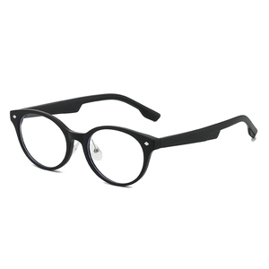 Lunettes rondes noires TR90 anti-lumière bleue avec rivets en diamant argenté