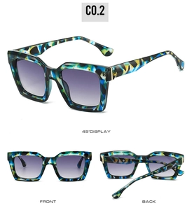 Three-way view of polarized tortoise shell sunglasses with purple gradient lenses