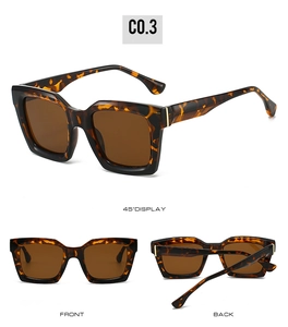 Three-angle display of leopard print tortoise shell sunglasses with polarized tea lenses