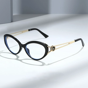 Women Cat Eye Optical Glasses Frame Anti Blue Light Plastic Metal Lightweight Retro Trendy Eyewear Leopard Print Clear Lens