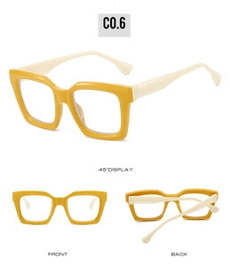 Detailed views showing the front, back, and side of these square blue light blocking glasses