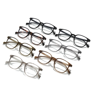 Retro rectangular blue light blocking glasses with rivets in various frame colors
