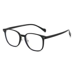 Classic black square frame anti-blue light glasses with retro rivets and lightweight design