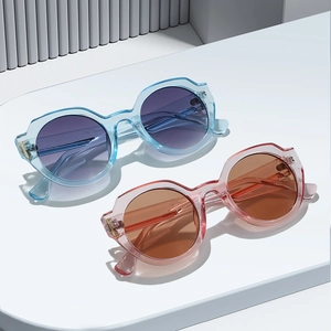 Modern oversized round sunglasses with translucent jelly frames and gradient lenses