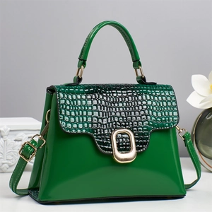 Sac À Main Élégant Pour Femmes Cuir PU Texture Crocodile Sac Bandoulière Boucle Dorée Brillante Style Street Moderne