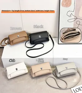Multi-color lychee texture crossbody bag with size chart and internal compartment view
