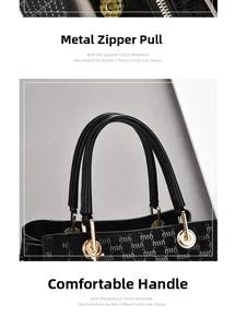 Detail of durable gold metal zippers and comfortable smooth black leather handles