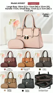 Internal layout and size guide for high-capacity tote bag with matching small pouch