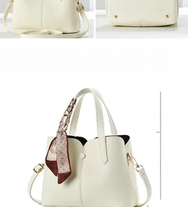 Detailed cream multi-layer crossbody bag showing 14cm handle height and 19cm bag height