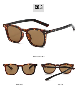 Drei-Winkel-Ansicht der Schildpatt-Sonnenbrille mit braunen Gläsern und schwarzen Bügeln