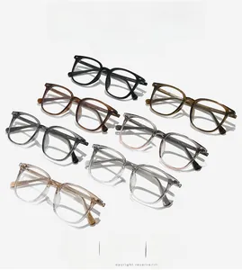Collection of oversized square frames in six colors including tortoiseshell and transparent