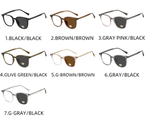 Detailed catalog showing seven color options of photochromic vintage sunglasses