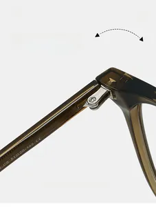 Close-up of durable metal hinge and specification markings on retro sunglasses frame