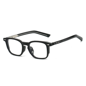 Classic black TR square eyeglasses with silver arrow rivets and clear anti-blue light lenses