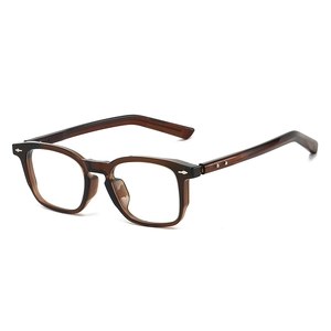 Classic translucent brown TR90 blue light blocking glasses with stylish metal rivets