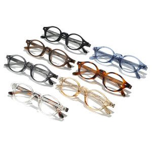 Vintage round TR90 eyeglasses frames in seven colors with engraved metal core wire