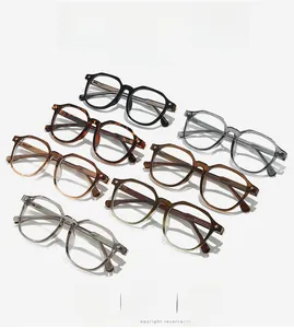 Detailed grid showing square anti-blue light glasses in various retro colors like tortoiseshell