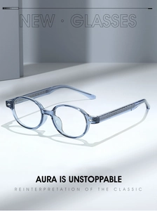 Detail of light blue transparent TR90 frames with metallic texture inside temple arms