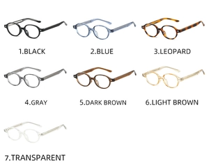 Detailed collection of vintage round TR90 frames in seven stylish assorted colors